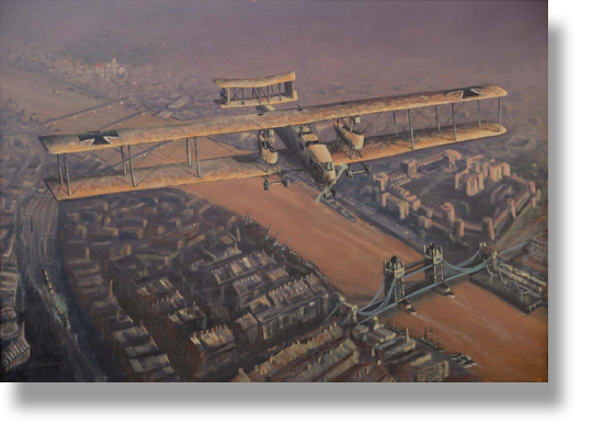 Zeppelin Staaken R-IV "Riesenflugzeug"
Oilpainting on canvas
WW1 Nightbombing at London
100 x 70 cm
Framed with wingframe Zeppelin Staaken R-IV "Riesenflugzeug"
Oilpainting on canvas
WW1 Nightbombing at London
100 x 70 cm
Framed with wingframe